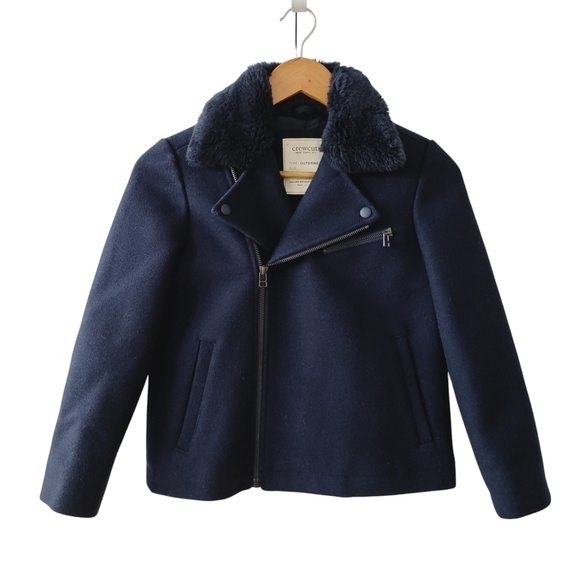 J. Crew Crewcuts Girl's Navy Wool Moto Jacket - Picture 1 of 9